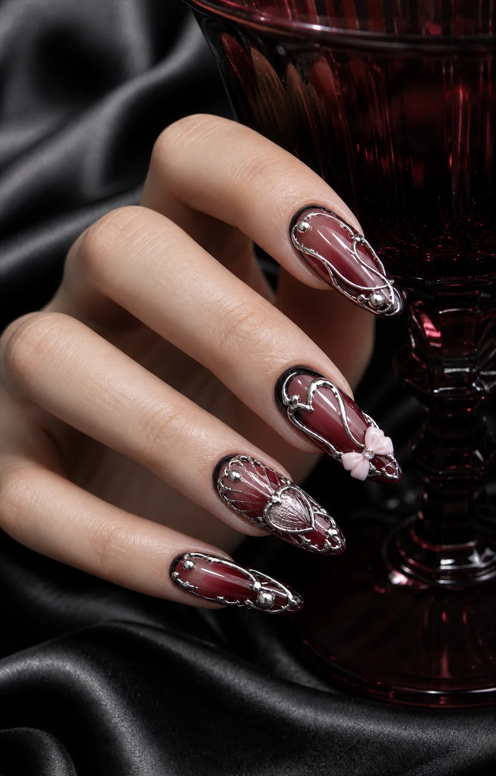 Sculpted Rouge press-on nail look